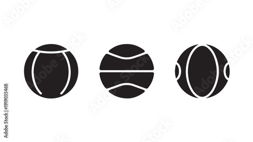 Tennis Balls Simple Silhouette Black and White Illustration for Sports Icon