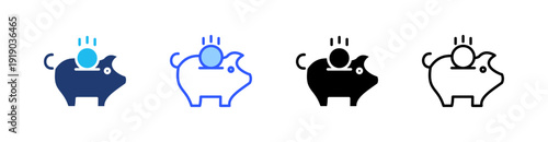 Savings Multi Style Icon Set Vector 