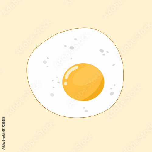Fried Egg Vector Isolated on Beige Background. Sunny Side Up Egg Minimal Vector Illustration. Simple Fried Egg Breakfast Vector Icon