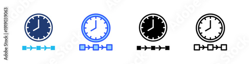 Timing Multi Style Icon Set Vector 