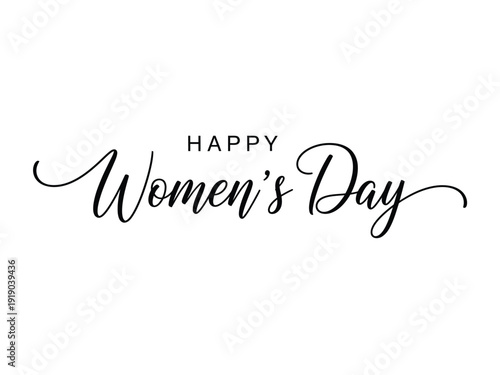 Elegant typography for Happy Women's Day with flowing script font, celebrating international women's day.