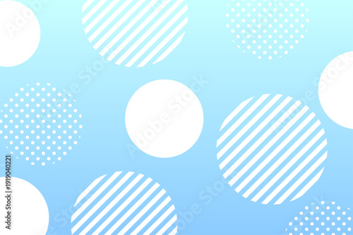 水色パステルのドットとストライプ丸モチーフかわいいポップ背景