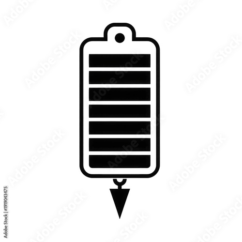 Black Battery Charging Indicator Icon, Isolated Vector Graphic, Transparency Ready