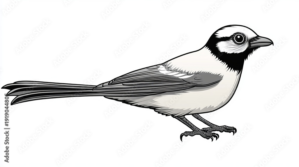 Fototapeta premium Chubby Gray-patched Passerine Ficedula Cyanomelana Perched Elegantly on a Branch in Nature Scene