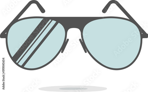 Sunglasses with reflective blue lenses and black frame isolated on white background modern eyewear design