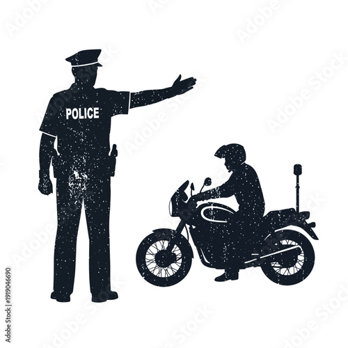 Police Officer directing traffic next to motorcycle