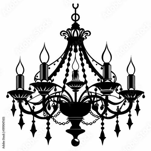 Elegant black and white crystal chandelier silhouette design home decor lighting fixture