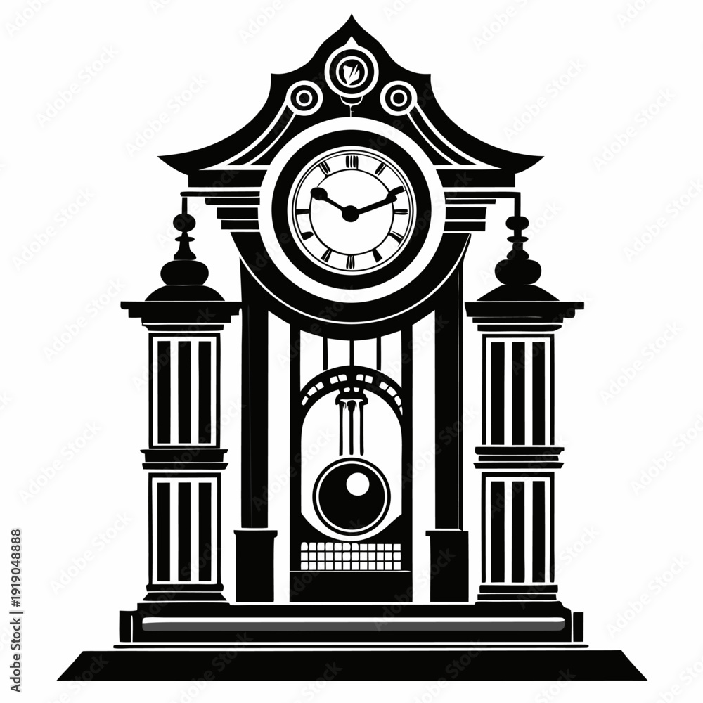 Ταπετσαρία Grandfather clock silhouette antique timepiece classic design vintage style eleg