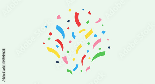 Colorful confetti explosion with streamers and dots on light background celebratory atmosphere party decoration