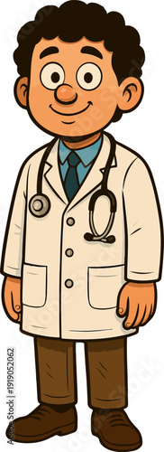 Doctor in Lab Coat Cartoon Character Illustration