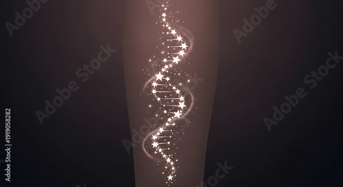 Glowing DNA Double Helix Structure Closeup.