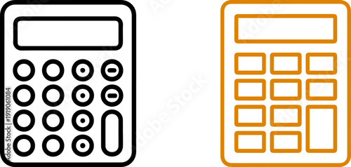 Two minimalist outline icons of calculators vector template