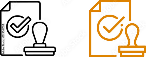 Document Approval Stamp Icon - Clean Line Art Design