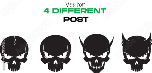Four different skulls graphic design