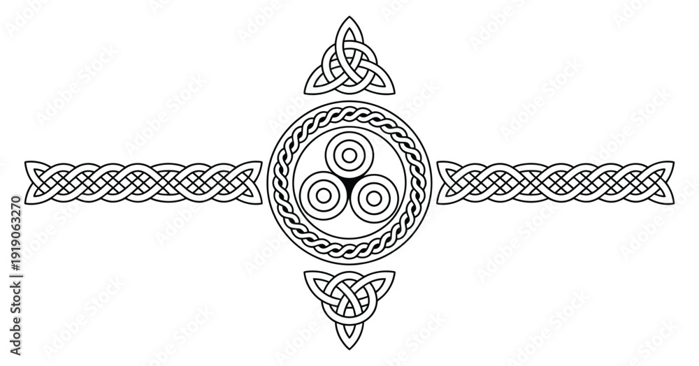 Φωτογραφία Celtic pattern circle header with Norse and triquetra, ornate round frame featur