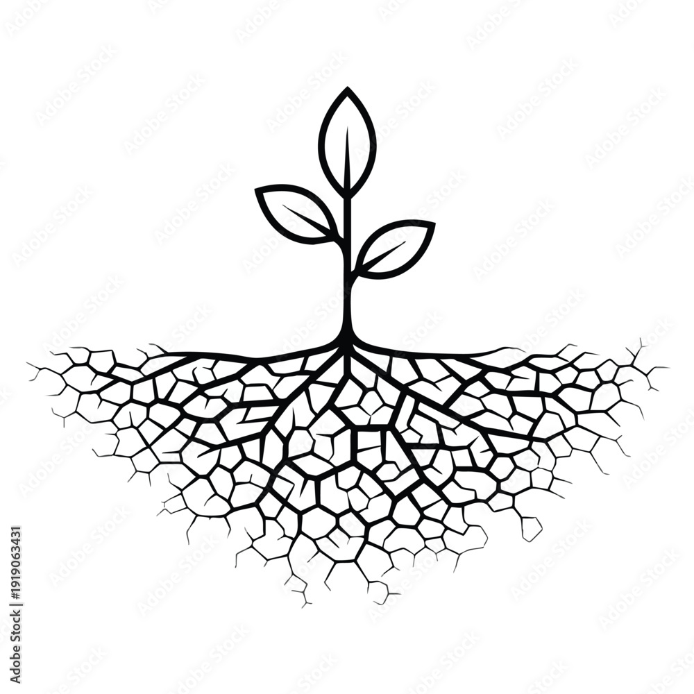 Αυτοκόλλητο Plant Roots Growing in Dry Soil