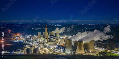 Drax Power Station East Yorkshire. UK fossil fuel and carbon capture generating electricity. Producing greenhouse gas and pollution affecting climate change