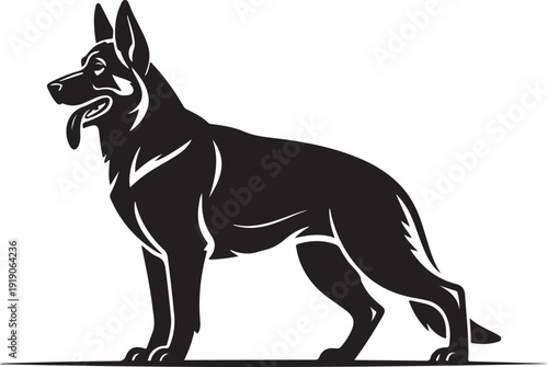 German shepherd dog silhouette facing left for k9 unit identification and pet security logo concepts