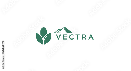 Vectra Logo with Green Leaf and Mountain Peak Design.