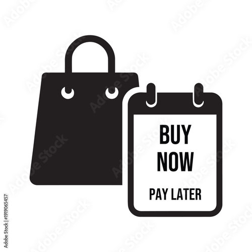 Black shopping bag with buy now pay later sign