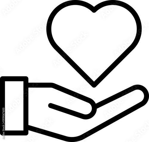 Black love icon - outline