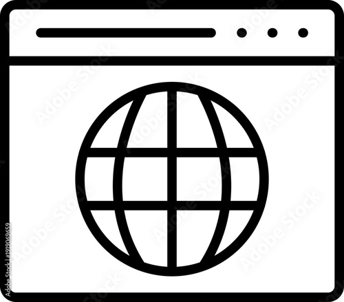 Black web browser icon - outline