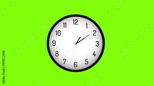 Analog Wall Clock Time Lapse 12–12 with Green Screen Background