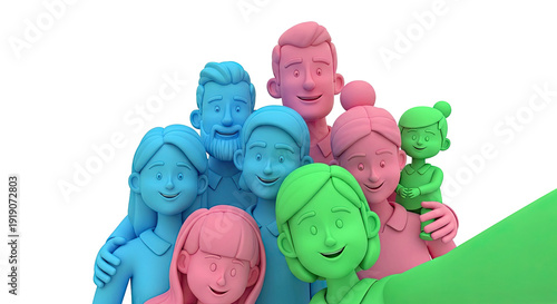 Stylized 3D family portrait
