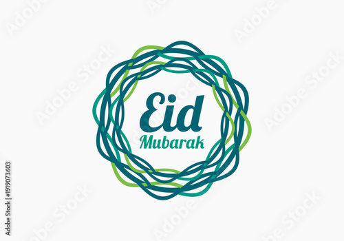 Vector design of circular ornament of Happy Eid al-Fitr greeting, graphic pattern.
