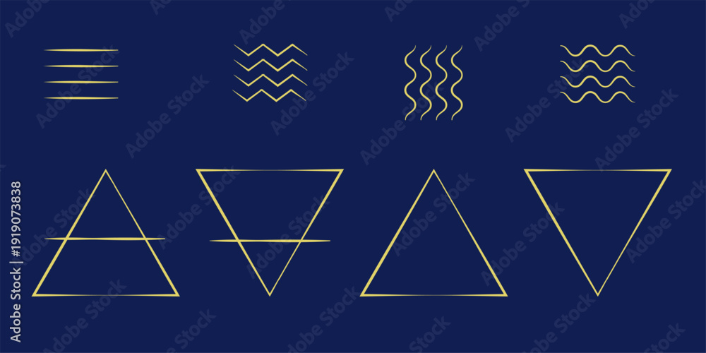 Ταπετσαρία Magical symbols of the elements, triangles against a starry sky