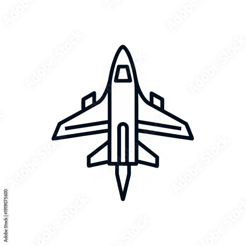 Obraz na płótnie Simple line drawing of a fighter jet in flight