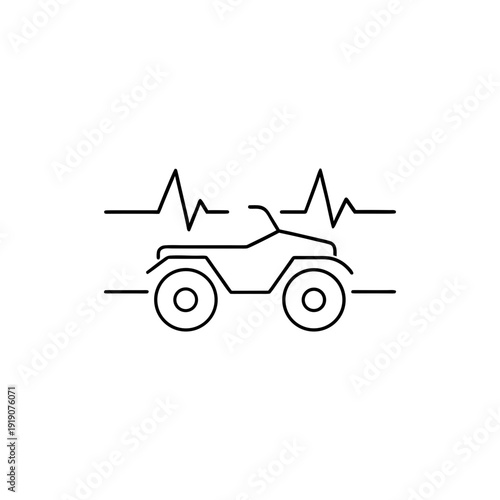 Simple line drawing of a car traveling on a bumpy road