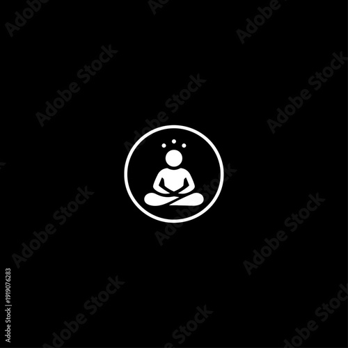 Minimalist icon depicting a meditating person within a circular frame