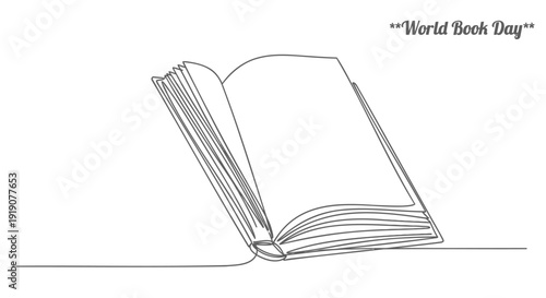 Vector illustration of an open book on World Book Day, isolated on transparent background.