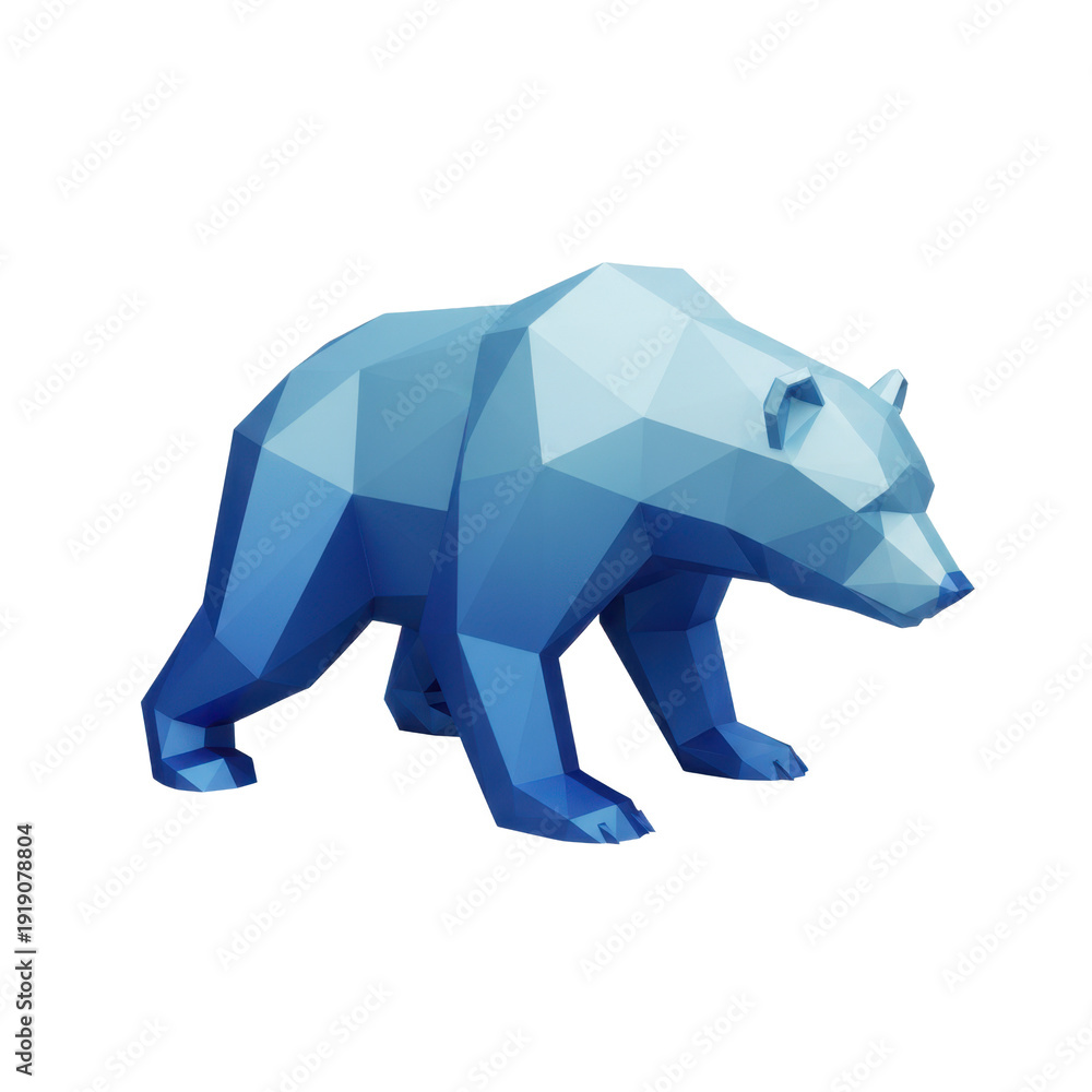 Obraz premium Low Poly Blue Bear Geometric Sculpture