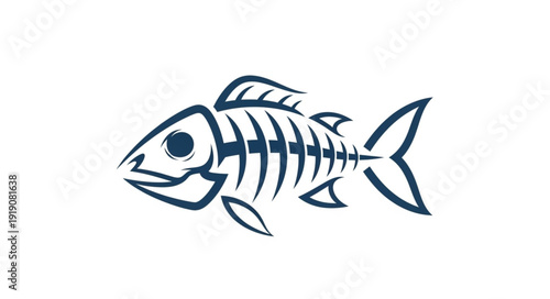 Simple Fish Skeleton Illustration Design.