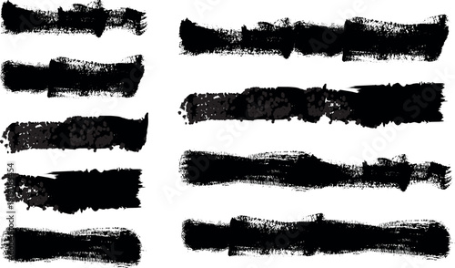 Collection of black brush strokes on white background