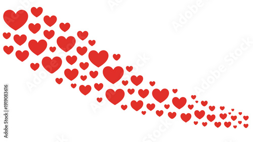 Wave of Red Hearts on a White Background love romance