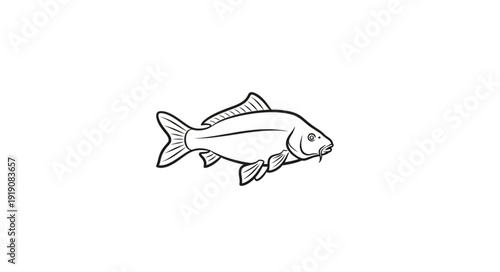 Simple Line Drawing of Fish.