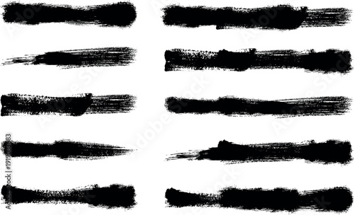 Collection of black brush strokes on white background