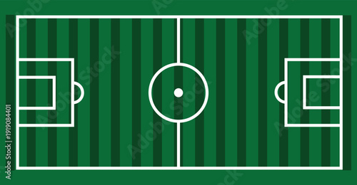 Soccer football field. Aerial view of a green soccer field with white markings