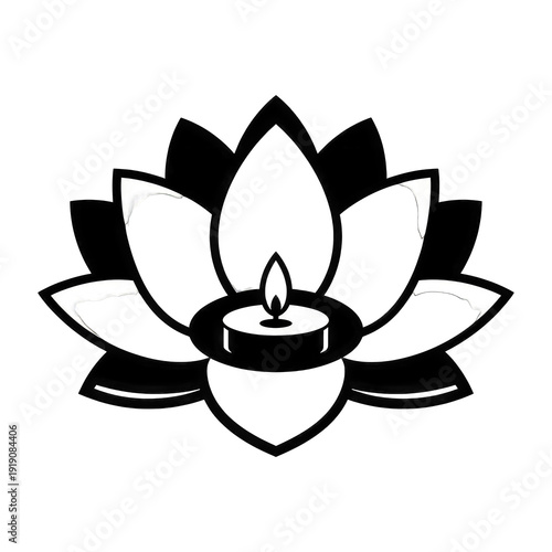 Stylized Lotus Flower with Candle Icon