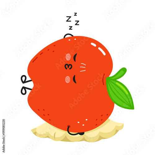 Cute cartoon red apple sleeping on pillow with ZZZ