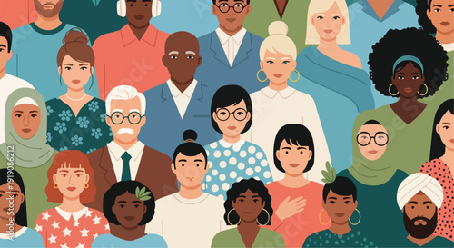 Diverse Group of Multi-Ethnic People Together Vector Illustration