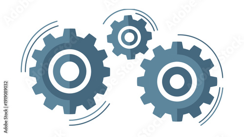 Three blue gears, symbolizing teamwork, process, machinery, or automation. Clean flat vector illustration perfect for business, technology, engineering, workflow, or mechanical concepts.