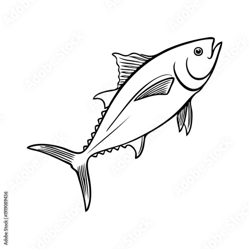 Dibujo sencillo con líneas de atún rojo