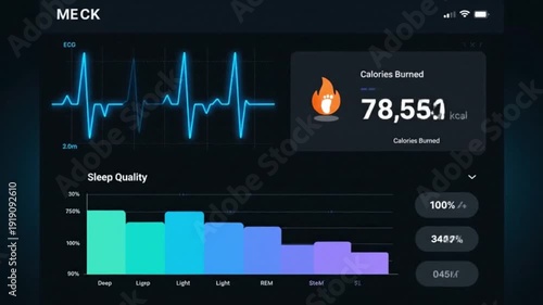 Dark Mode Wearable Health Data Analytics Interface