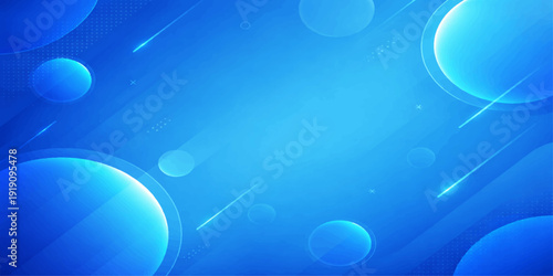 Abstract blue background with bubbles and clear water drops reflecting light in a deep sea underwater wave illustration