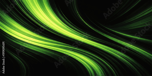 Abstract green and colorful background with lines featuring a light wave design and glowing motion curves in a digital art vector pattern for a creative energy effect backdrop