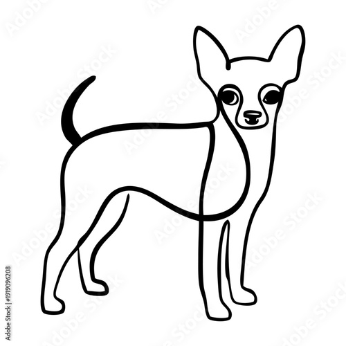 Dibujo con línea continua de un perro chihuahua